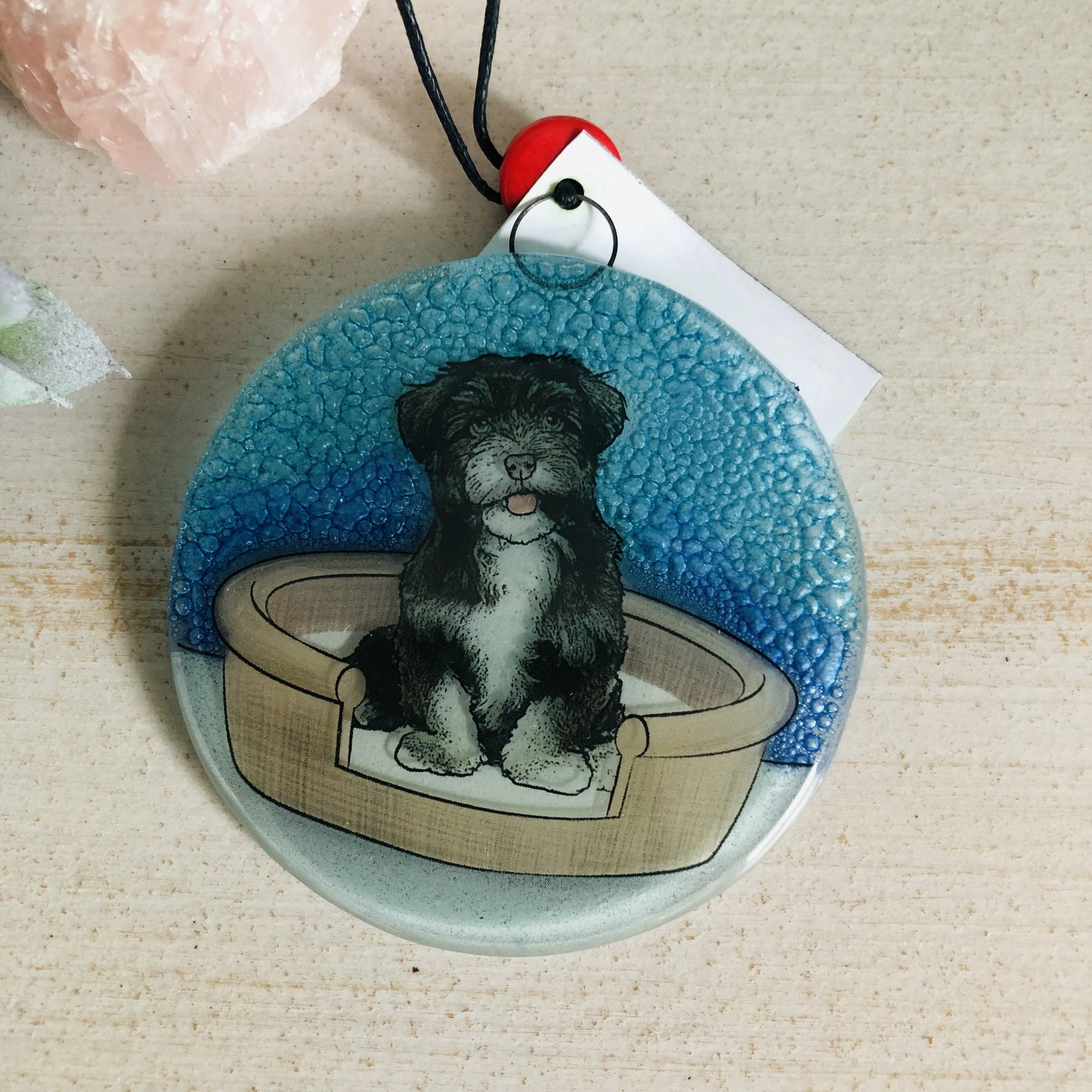 Fair Trade Ornament 43 B&W Furry Terrier