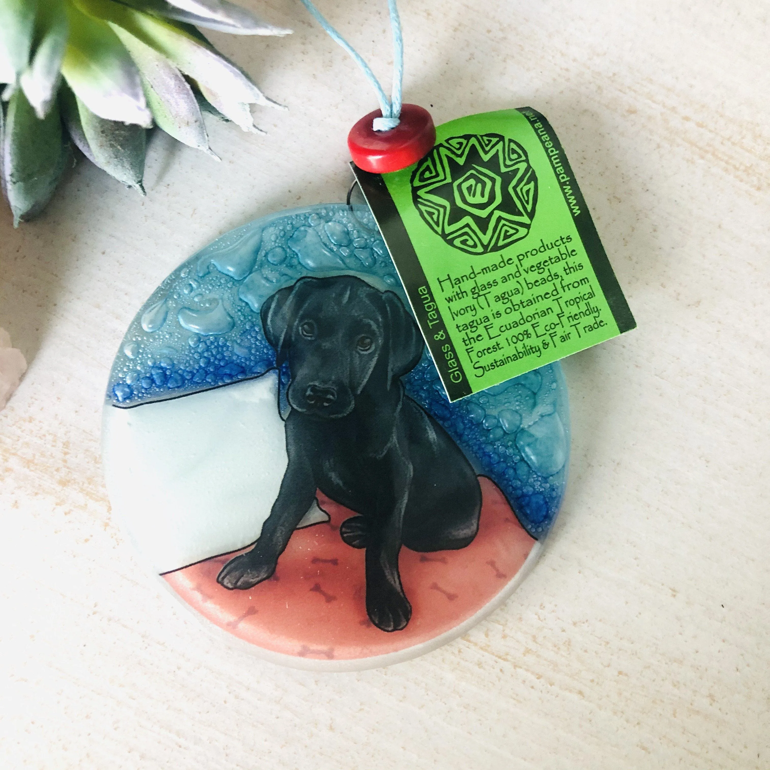 Fair Trade Ornament 9 Black Lab Puppy