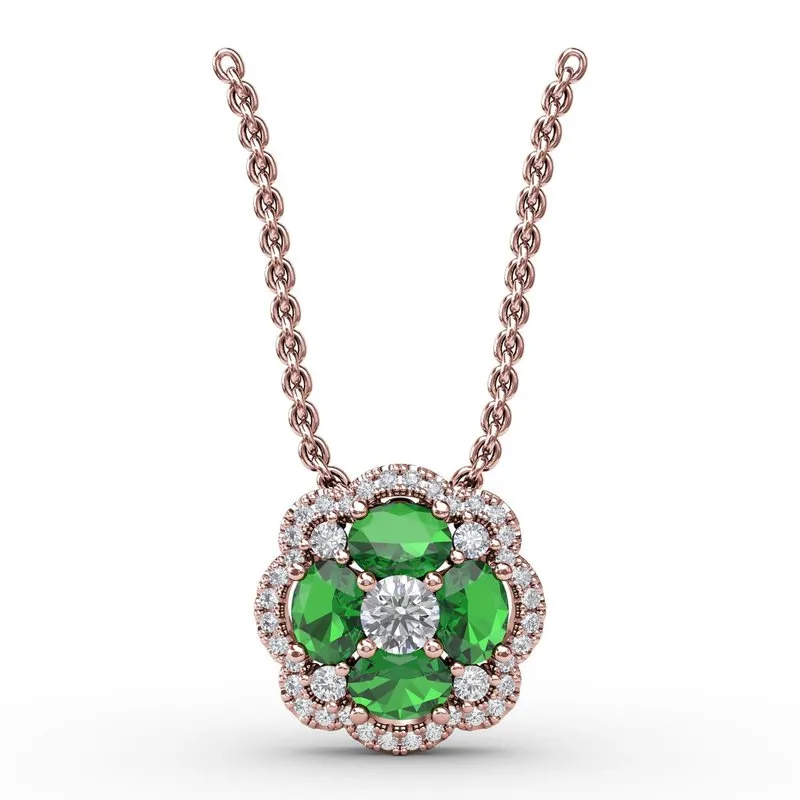 FANA Emerald and Diamond Cluster Pendant P1574E