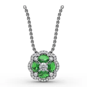 FANA Emerald and Diamond Cluster Pendant P1574E