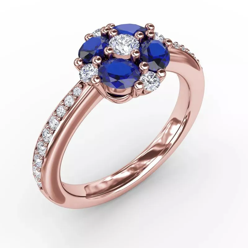 Fana Floral Sapphire and Diamond Ring