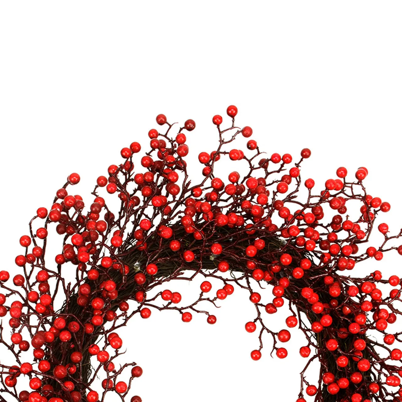 Festive Red Berries Artificial Christmas Wreath - 22-Inch, Unlit