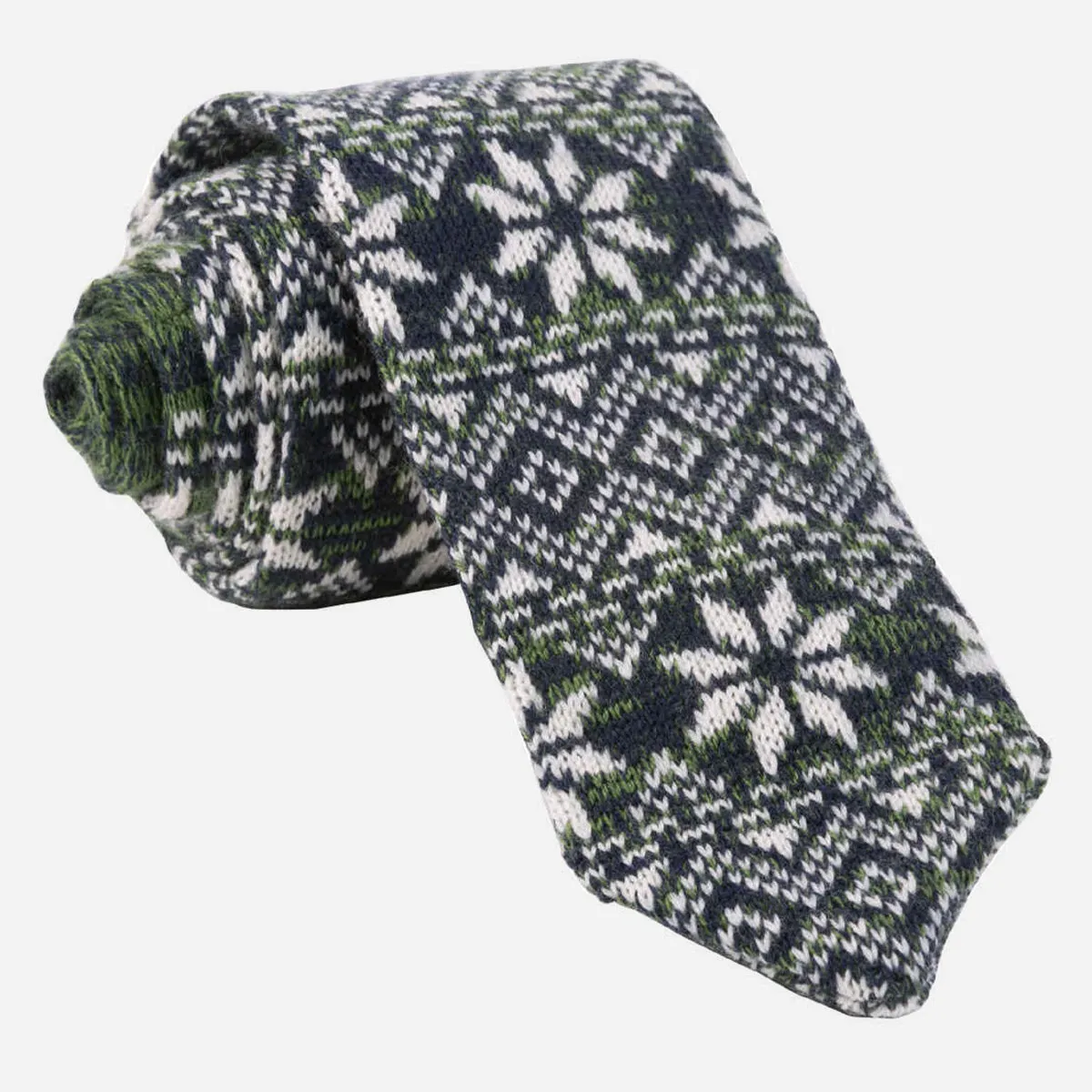 Frosted Snowflake Green Tie