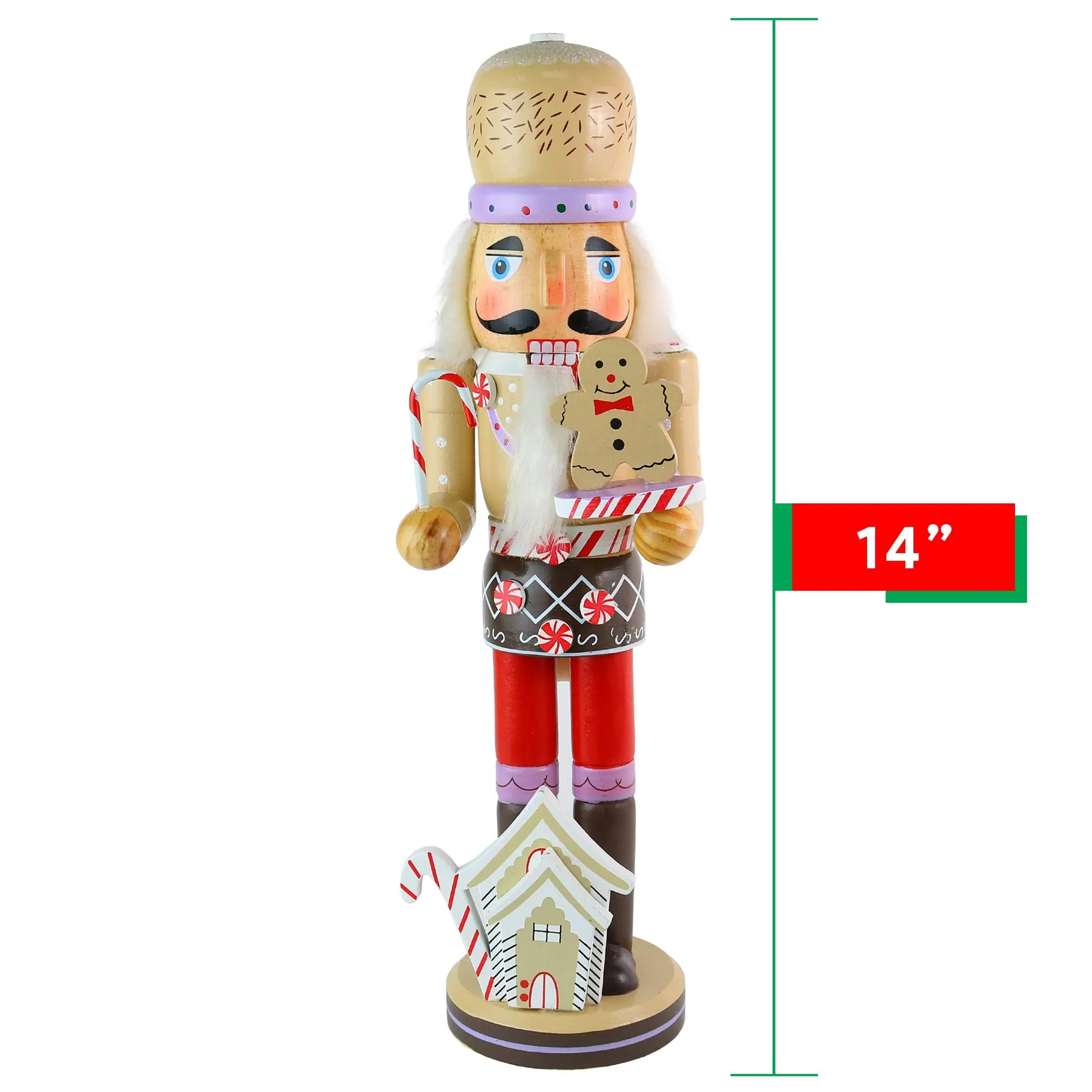 Gingerbread Chef Nutcracker Figure - Wooden Ginger Bread Theme Christmas Nutcracker Holiday Decoration