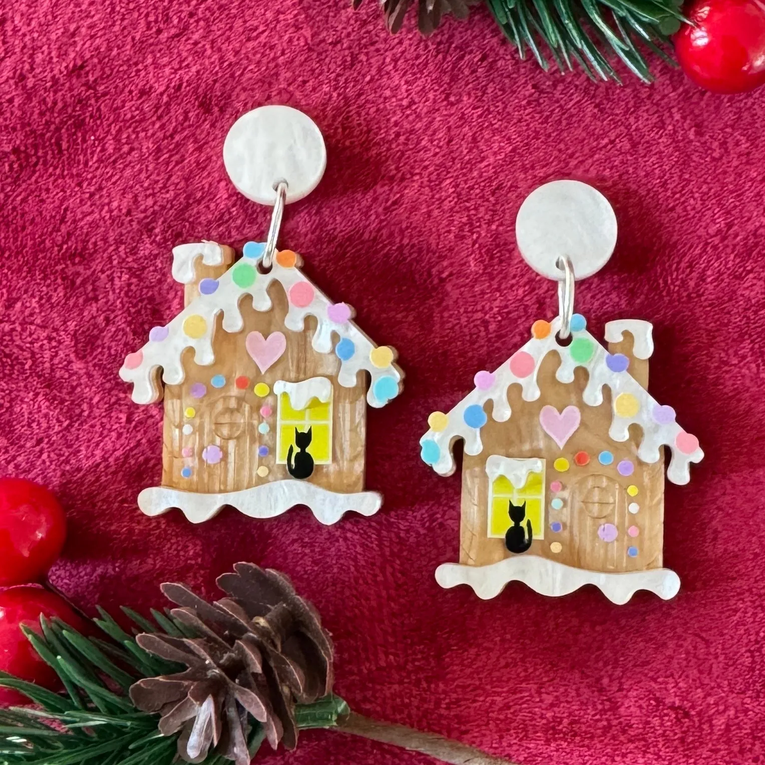 Gingerbread house  - earrings - Set of 2