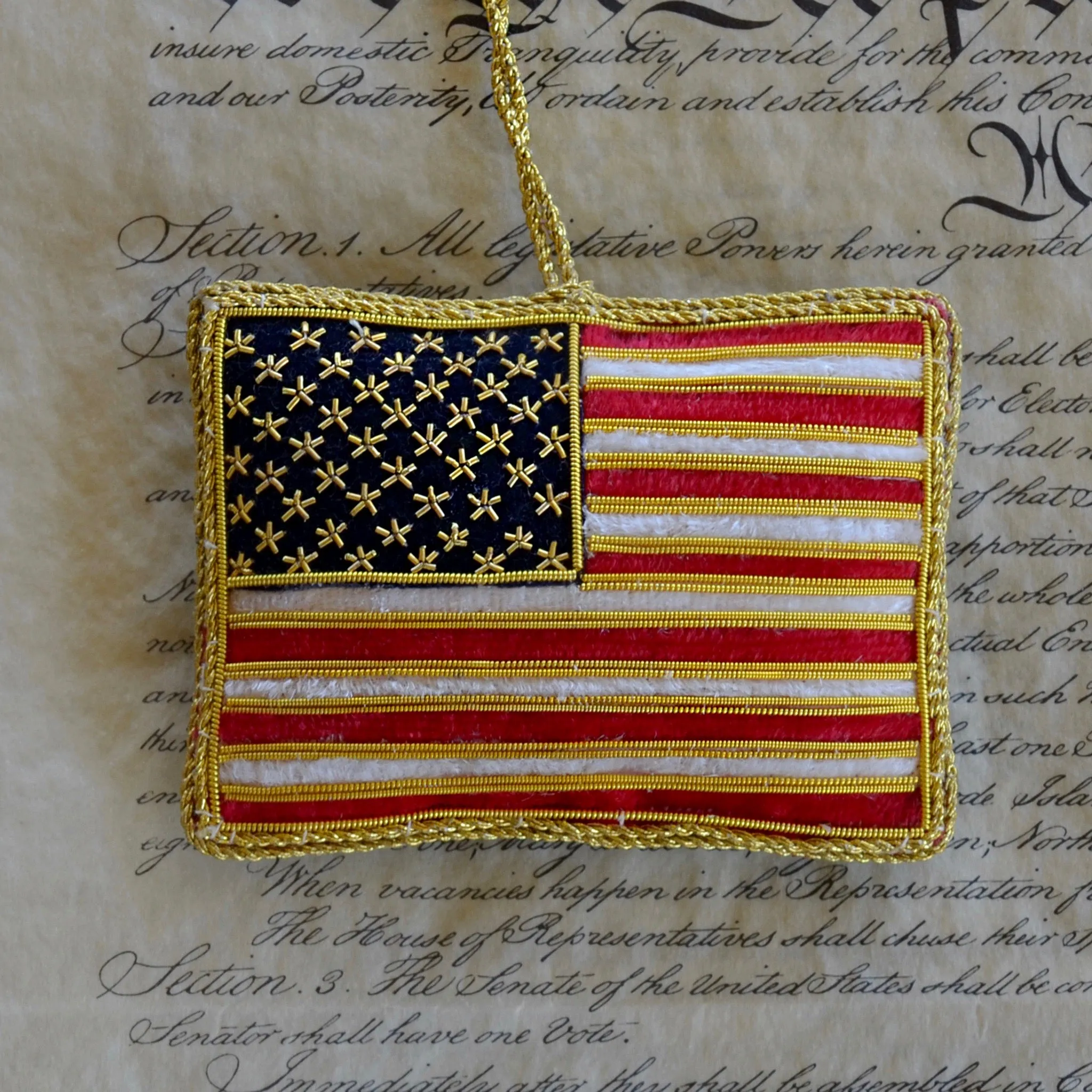 God Bless America Flag Ornament