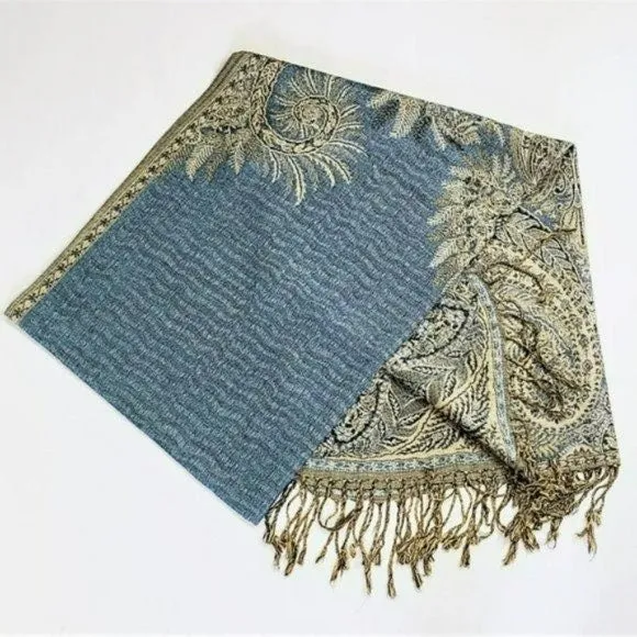 Gorgeous Reversible Paisley Pashmina Shawl Evening Wrap