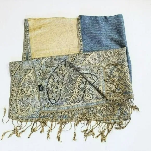 Gorgeous Reversible Paisley Pashmina Shawl Evening Wrap