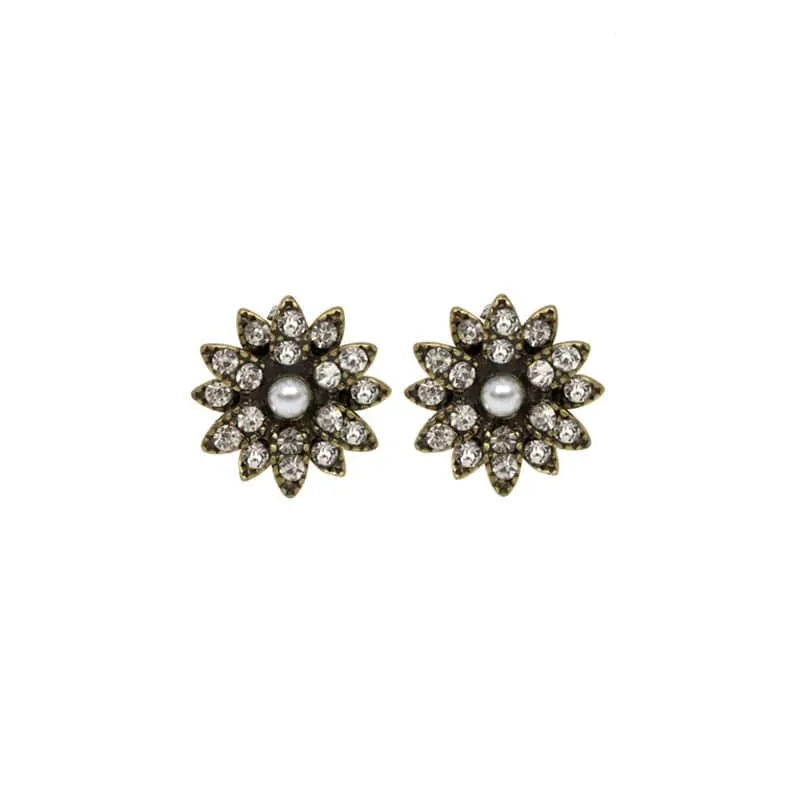 Happy Birthday Postcard With Diamante Flower Earrings