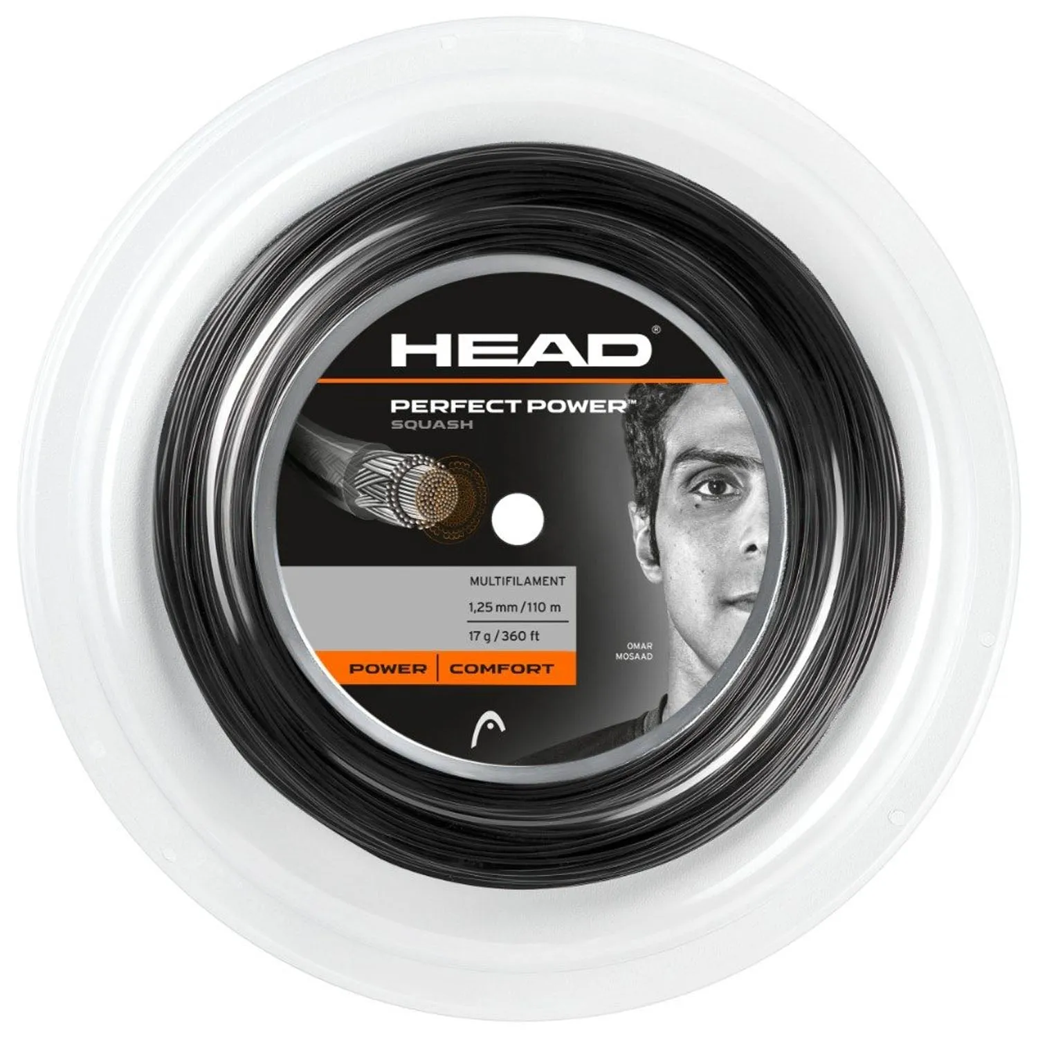 Head Perfect Power Squash String 110 mtr Reel 16g (Black)