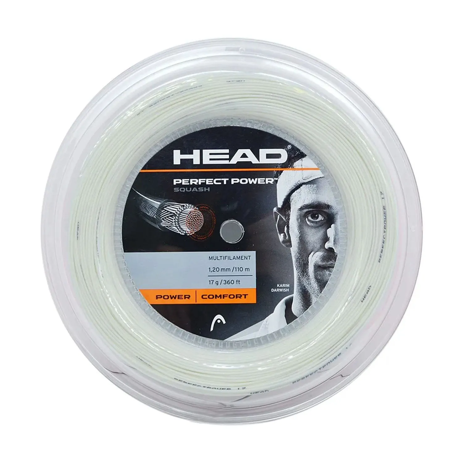 Head Perfect Power Squash String 110 mtr Reel 17g (White)