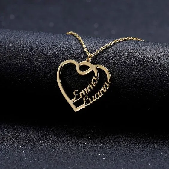 Heart Couple Name Necklace