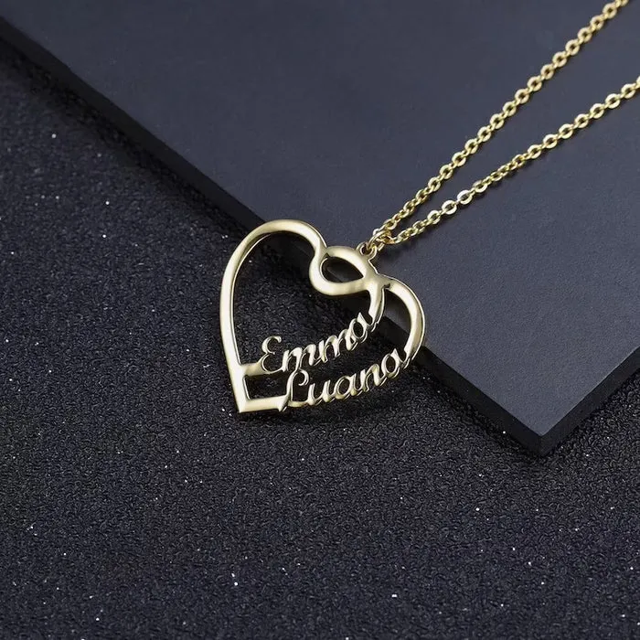 Heart Couple Name Necklace