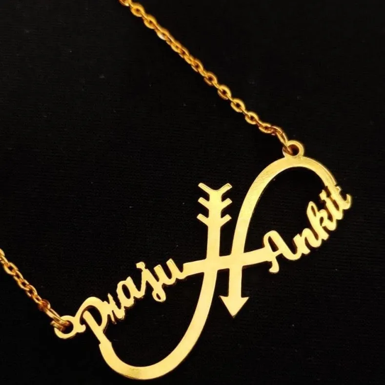 Infinite Arrow Couple Name Necklace