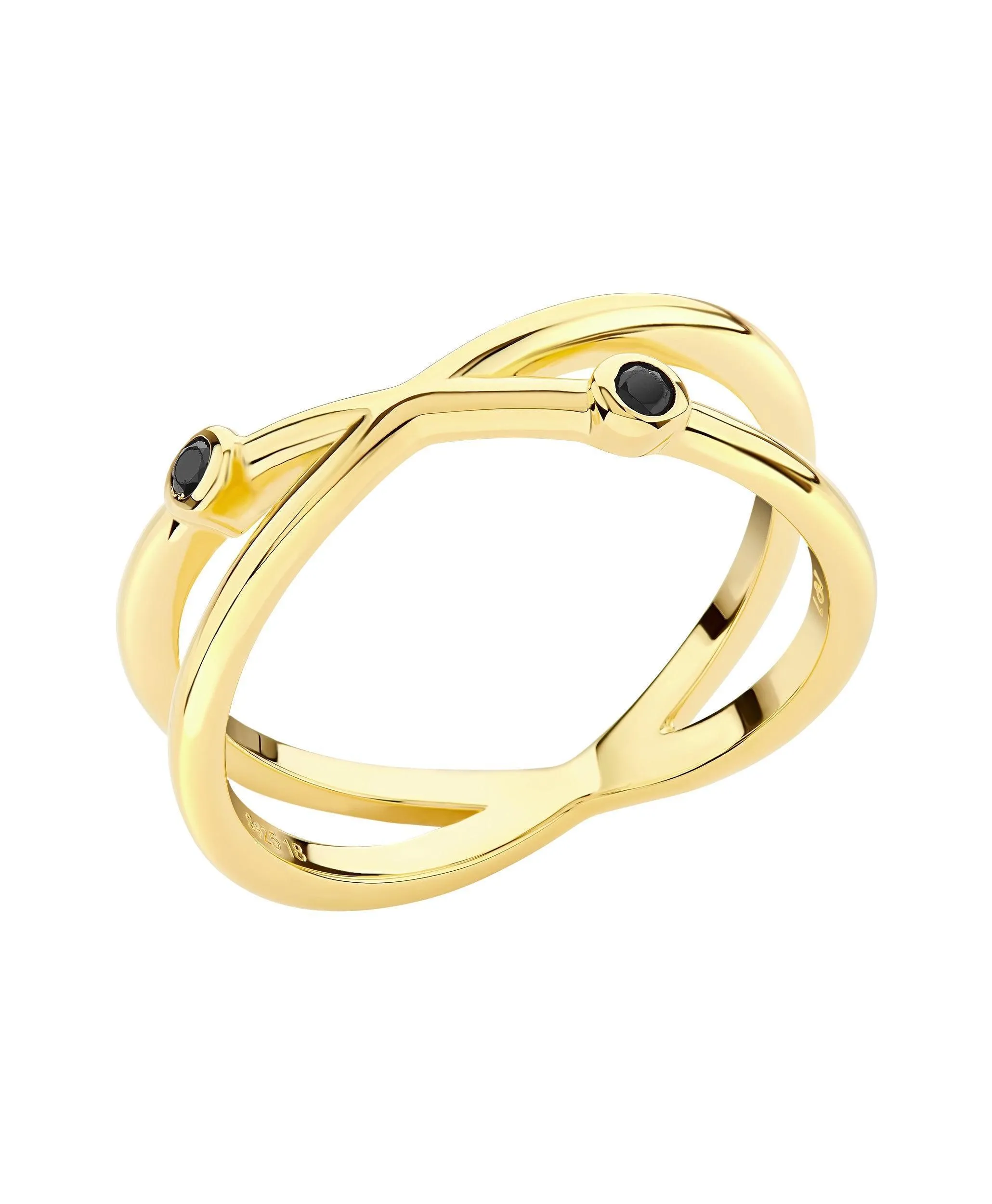 Isla Ring Black 18ct Gold Plated