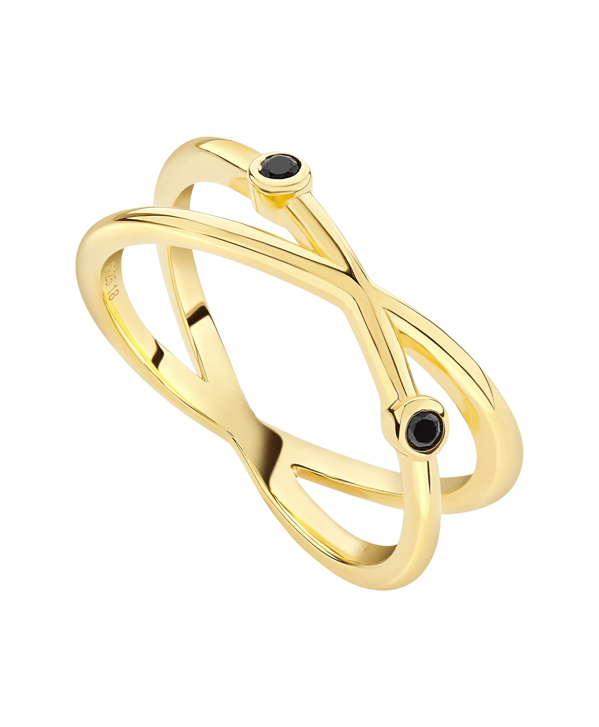 Isla Ring Black 18ct Gold Plated