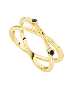 Isla Ring Black 18ct Gold Plated