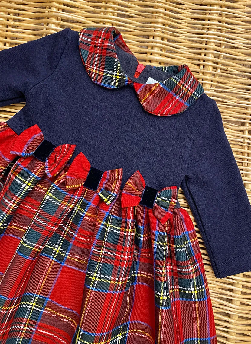 Jersey dress with tartan skirt