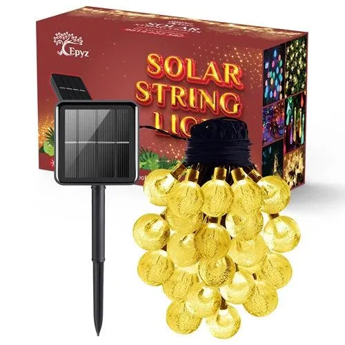 Led Ball Lights For Decoration | Solar Yellow Crystal Ball Lights