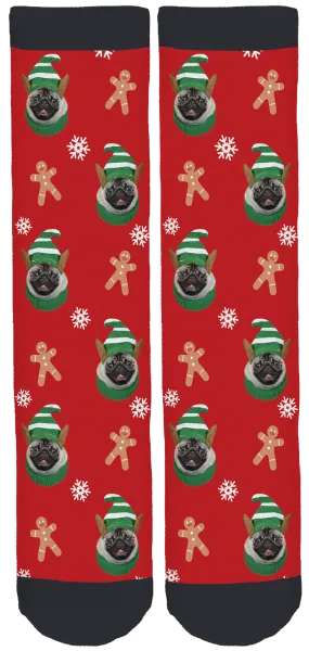 Lil' Pickles Da Pug Holiday Crew Socks