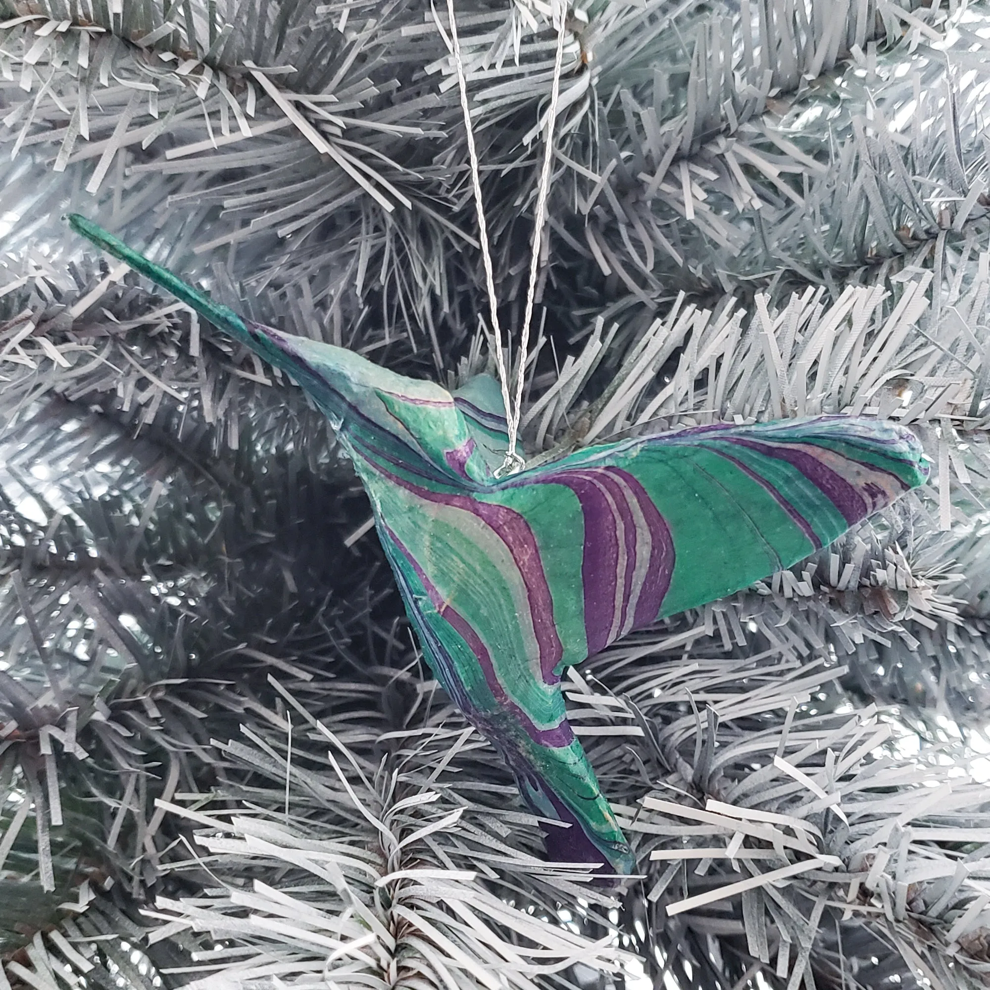 Marbled Hummingbird Ornament by Pat K. Thomas