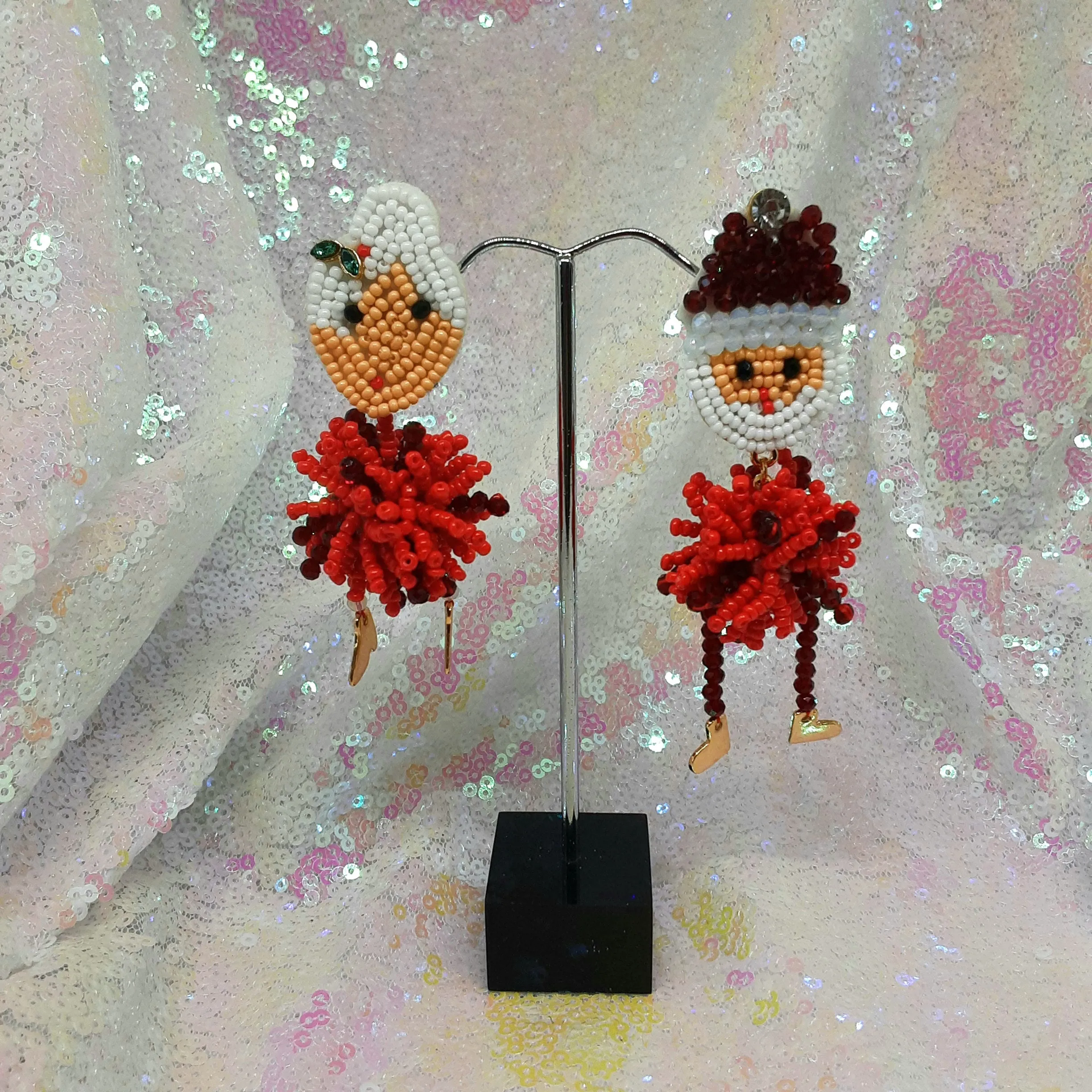 Mother & Father Xmas Beaded Earrings