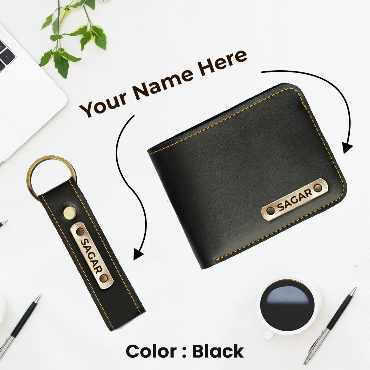 Name Wallet and Keychain Combo