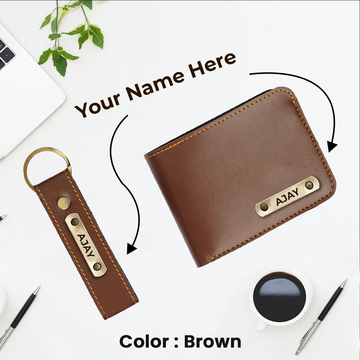 Name Wallet and Keychain Combo