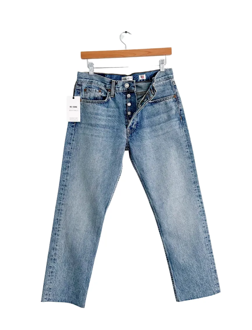 NEW RE/DONE Relaxed Crop Denim Jeans in Carpenter (26/4)