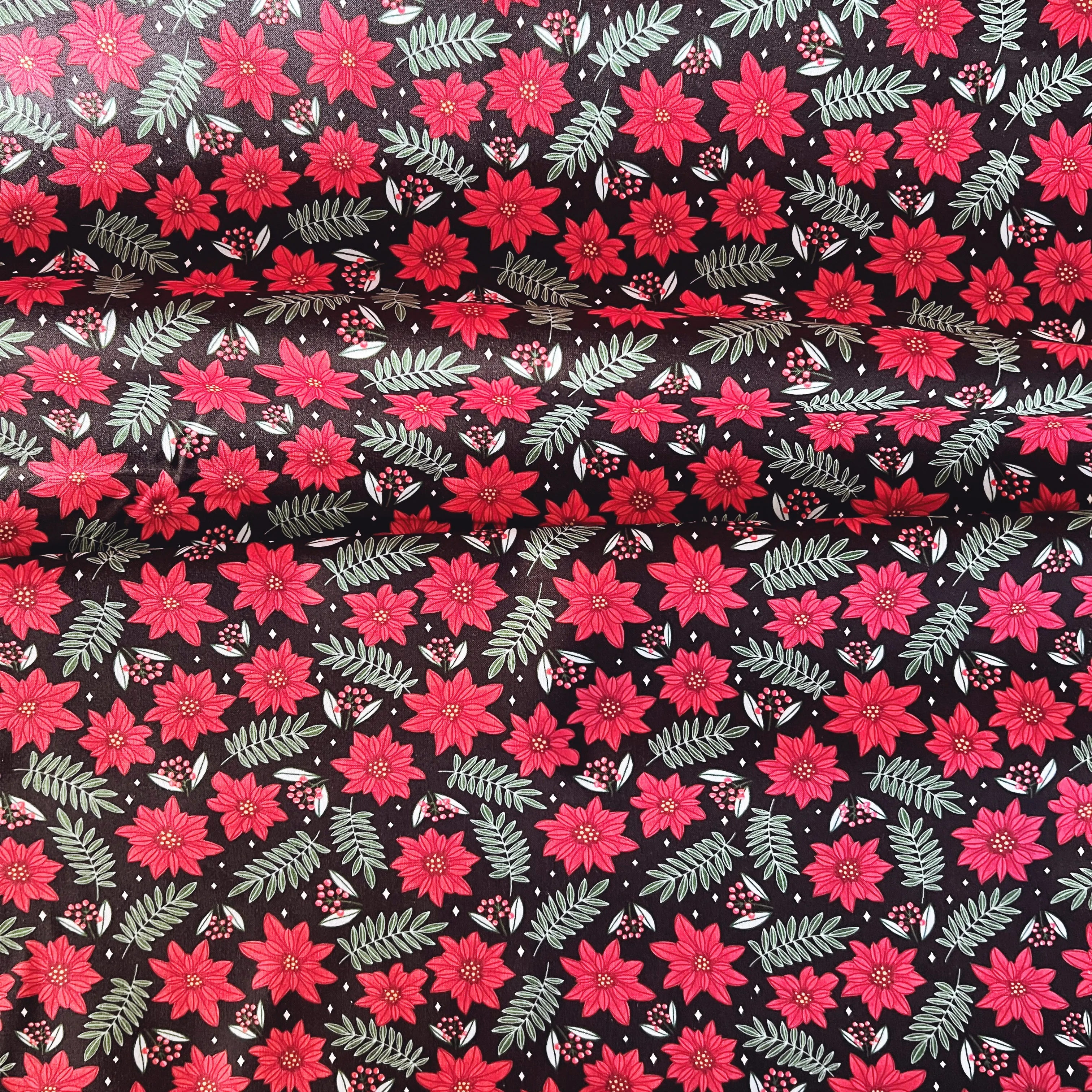 Poinsettia Parade Organic Poplin