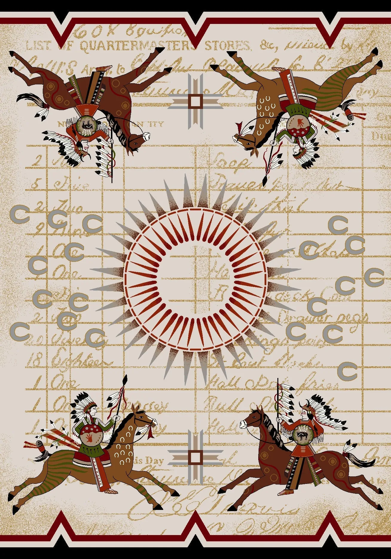 "Battle Records - Multi" Southwestern Area Rugs - Choose from 6 Sizes!