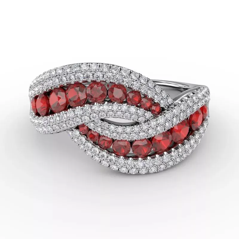 "Intertwining Love" Ruby and Diamond Ring