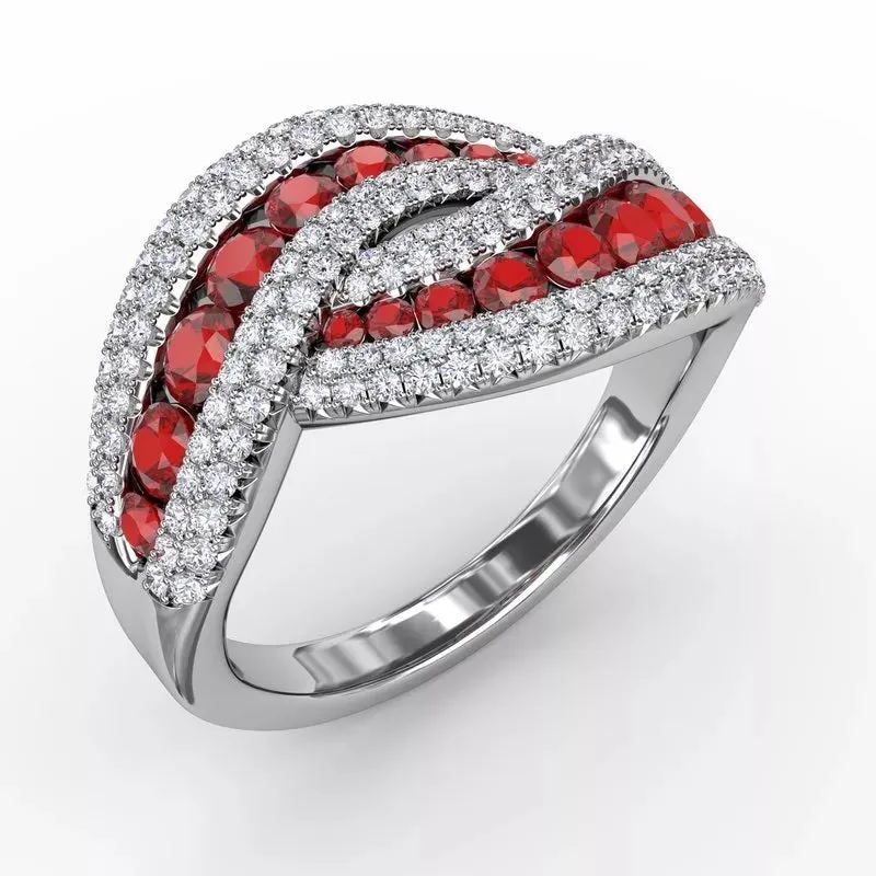 "Intertwining Love" Ruby and Diamond Ring