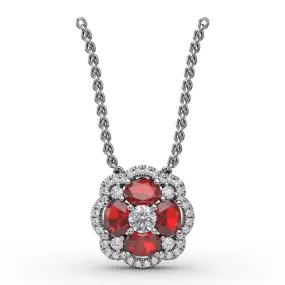 "Love in Bloom" Ruby and Diamond Pendant