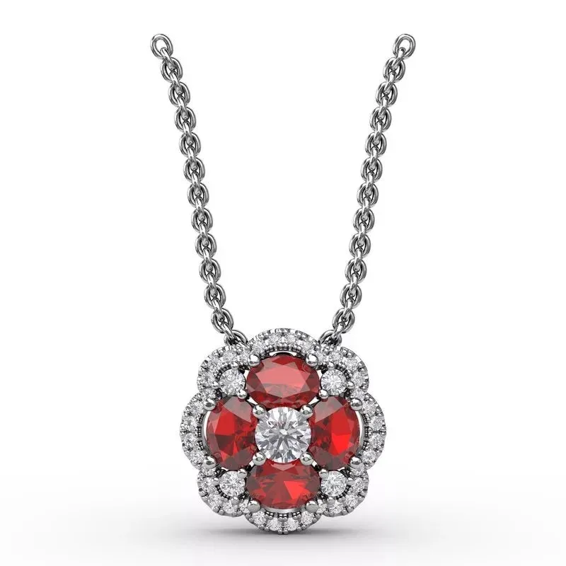 "Love in Bloom" Ruby and Diamond Pendant