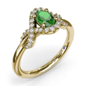 "Love Knot" Emerald and Diamond Ring