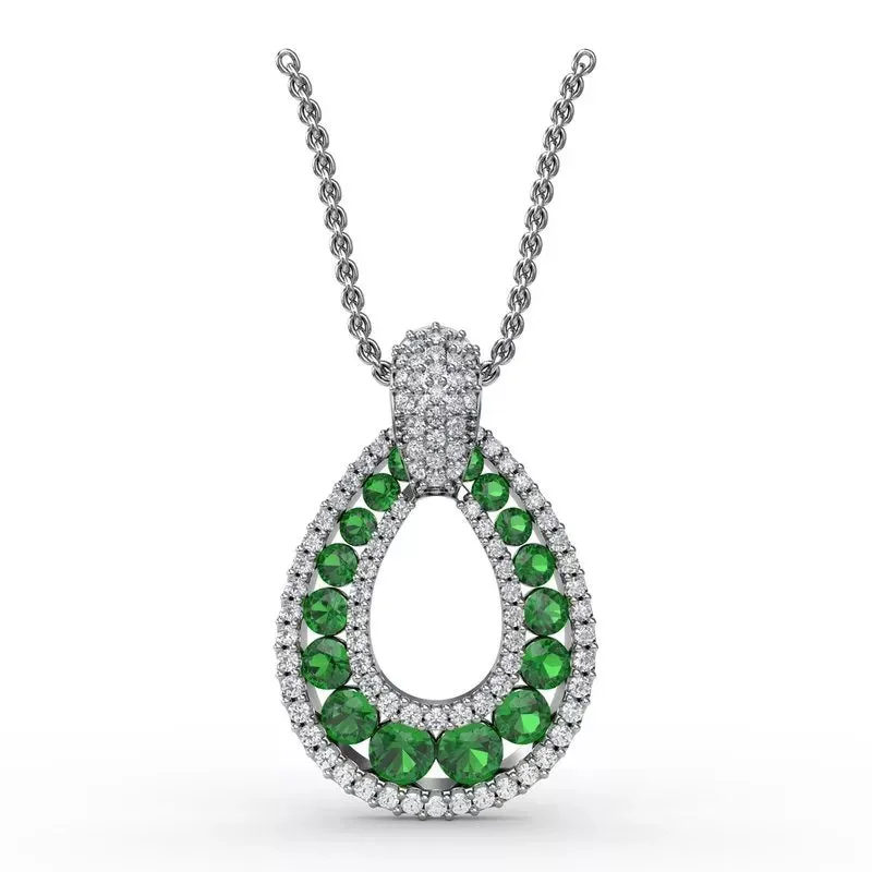 "Steal The Spotlight" Emerald and Diamond Pendant