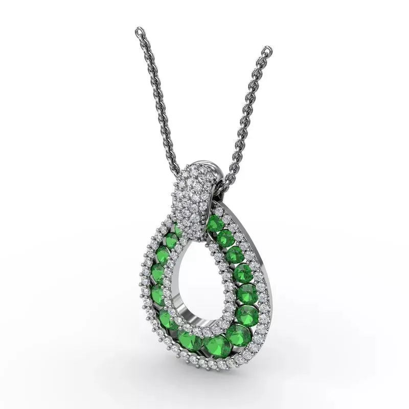 "Steal The Spotlight" Emerald and Diamond Pendant