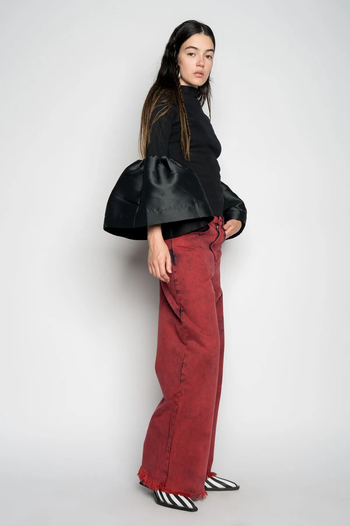 RED BOYFRIEND TROUSERS