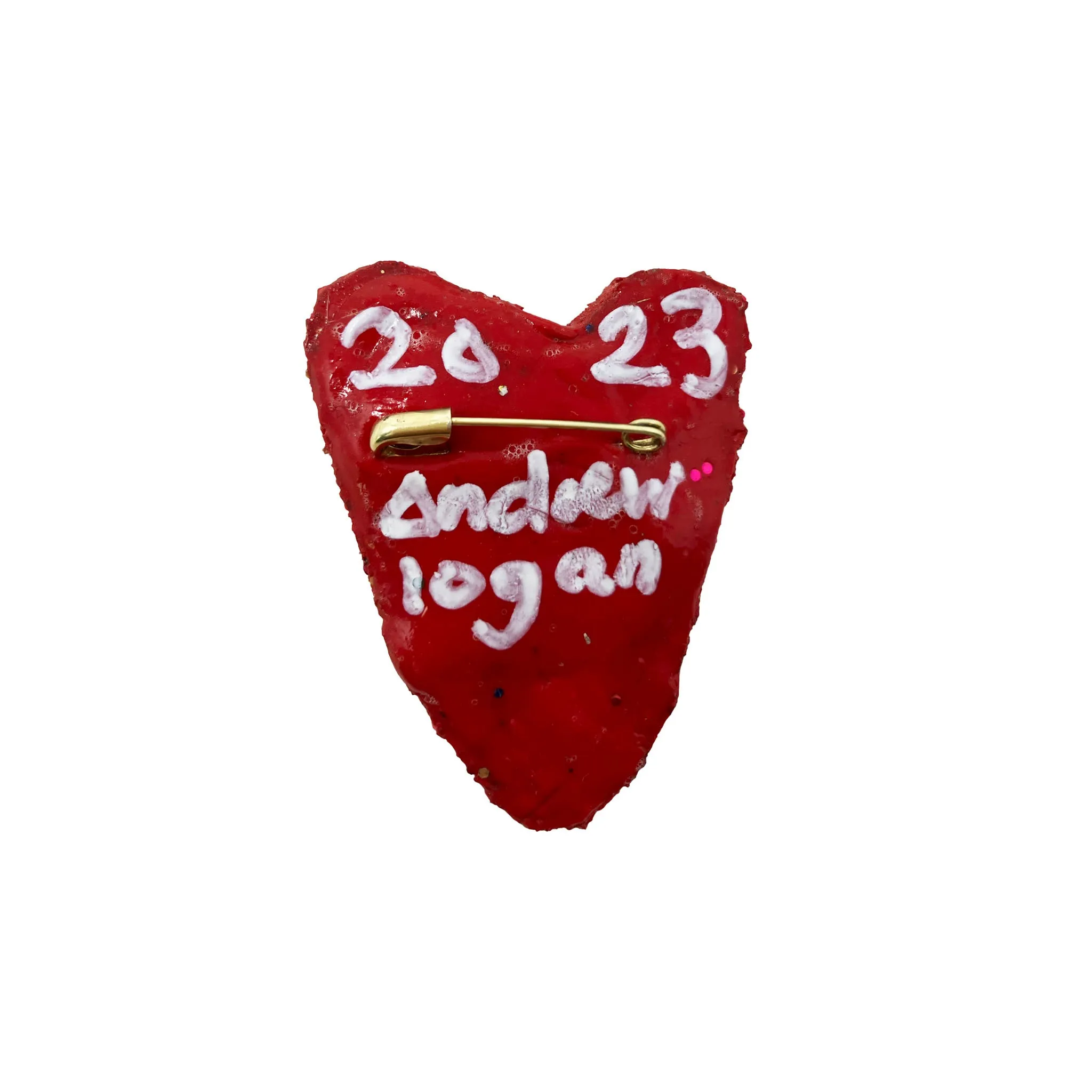 RED CRYSTAL HEART BROOCH, 2023