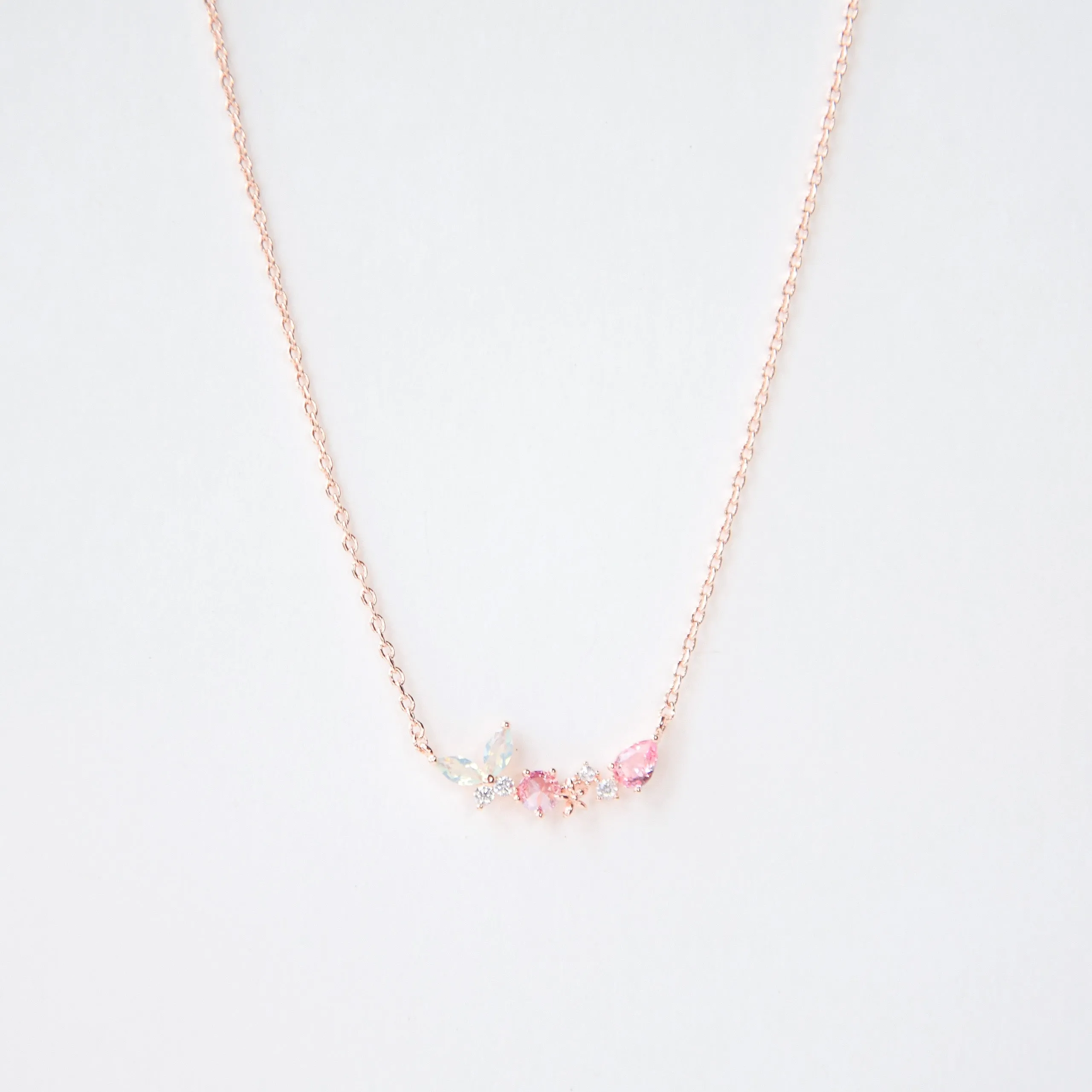 Rose Gold Coral Bells Necklace