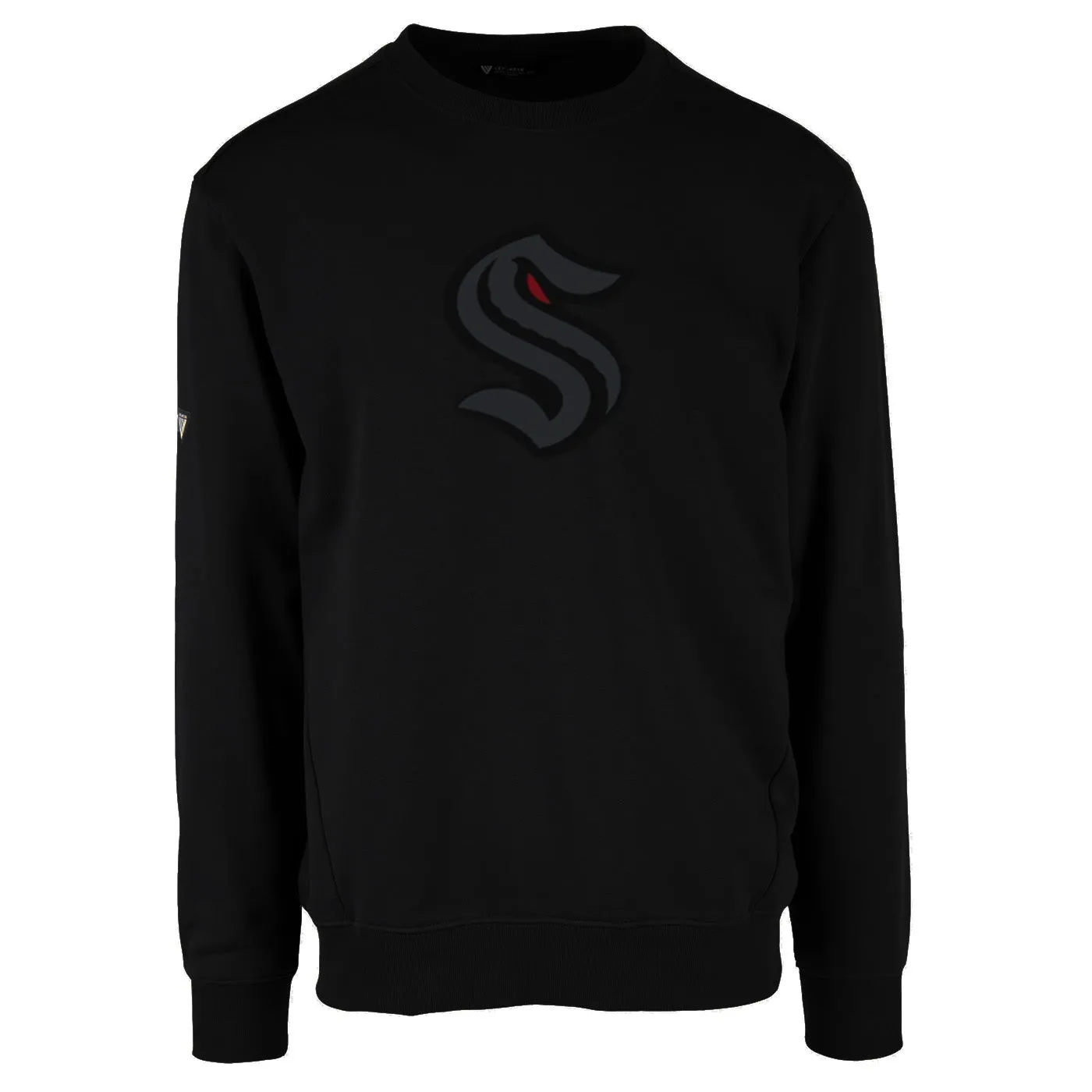 Seattle Kraken Red Eye Zane Applique Black Crewneck