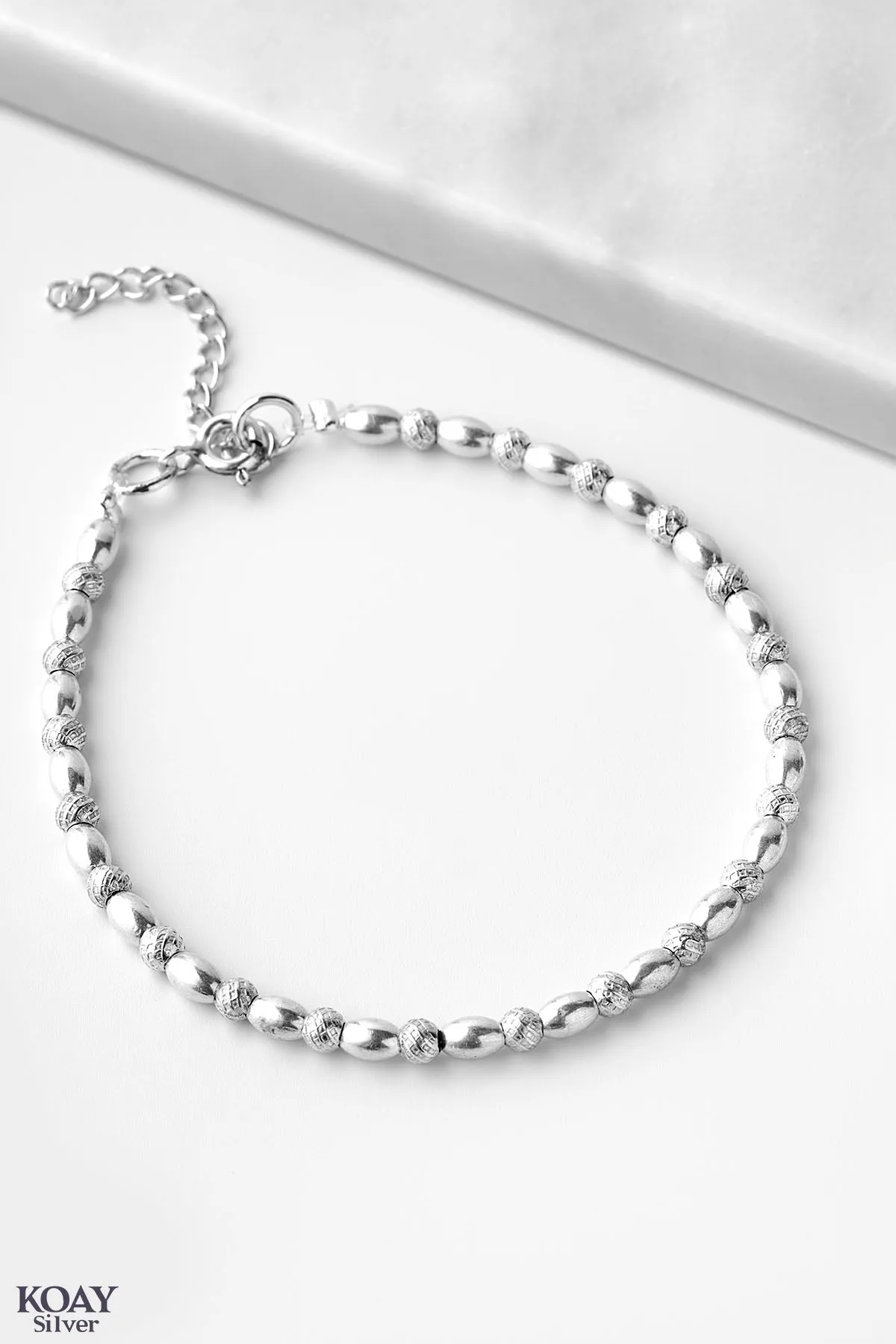 Silver Oval And Balls Bracelet