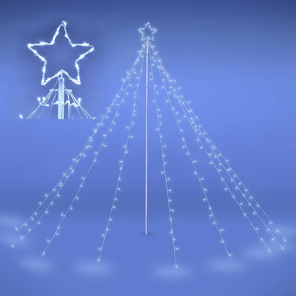 TheLAShop Christmas Tree Light with Pole & Star 9 Strings