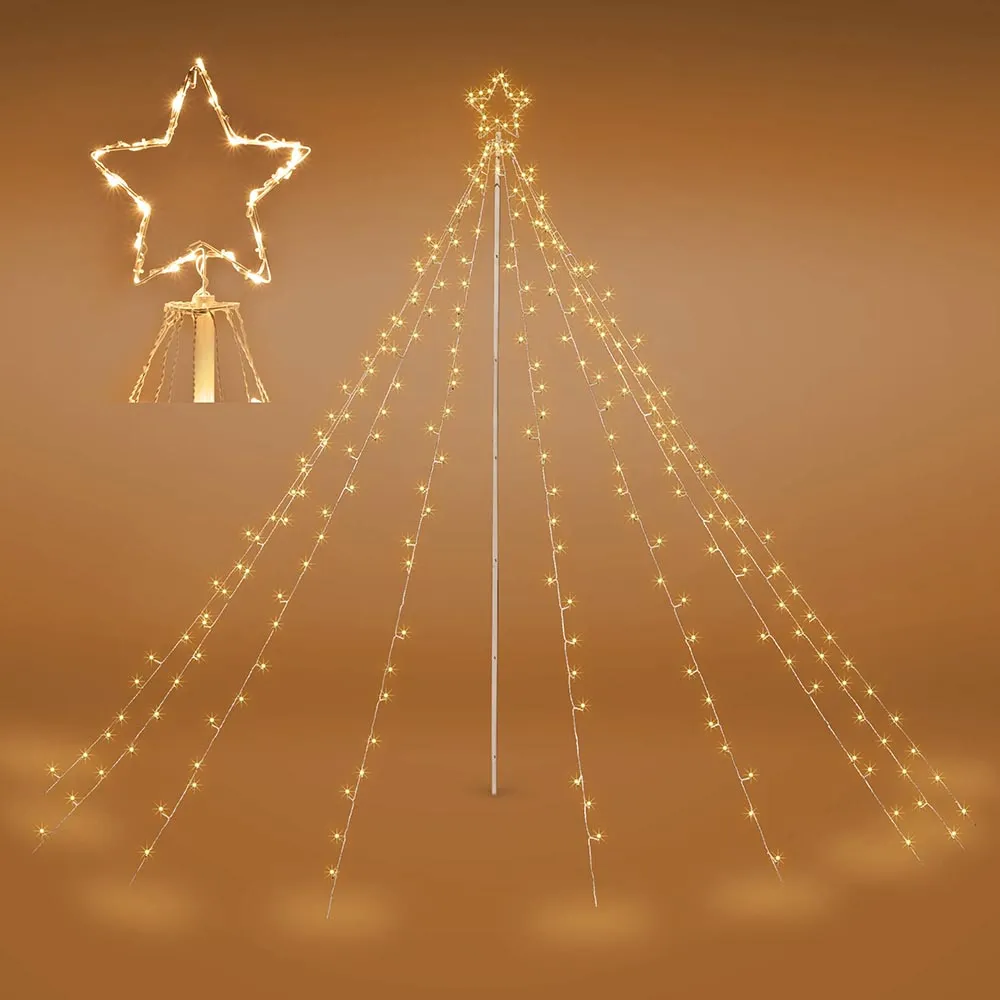 TheLAShop Christmas Tree Light with Pole & Star 9 Strings